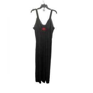 Vintage Texsheen Lingerie Black Nylon Night Gown Size Large